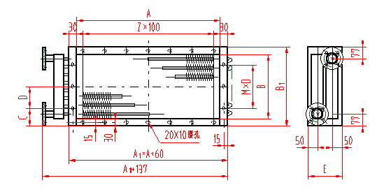 铜管铝套片高效换热器(图2) 铜管铝套片高效换热器(图2)